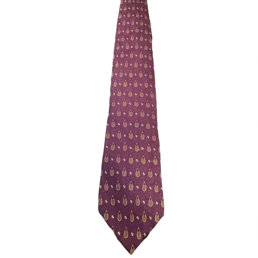 💜Purple BILL BLASS Vintage Patterned Men's Tie. Pure Silk. Made in Costa Rica
